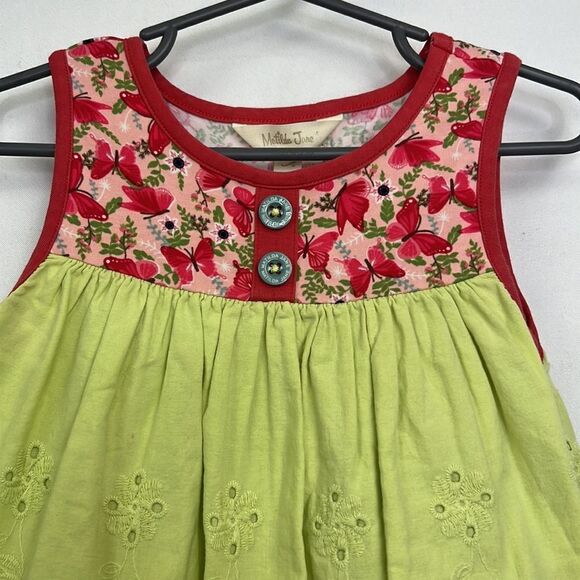 Matilda Jane lime green eyelet and butterfly patterned mixed Media dress size 4 - Picture 2 of 15